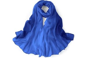 HOLEMZ Foulard en Soie Femme Châles Léger Foulard Longue Élégant Protection Solaire Polyester Écharpe Cadeaux pour Filles Anniversaire Noël Festival Bleu 190×120 cm