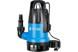 FOTING Schmutzwassertauchpumpe variabel einstellbarer Schwimmerschalter, 900 W, 14.000 l/h, Clean/Dirty, Förderhöhe max 8.5 m, Eintauchtiefe max 7 m, Thermoschutz, Pool Draining Ultility Pump