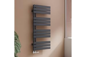 S'AFIELINA Radiatore Design per Bagno, radiatore scaldasalviette, Grigio Antracite, Pannello Piatto, Attacco Laterale, 1041x500mm, radiatore per Bagno, asciugatore per Asciugamani, 555 Watt