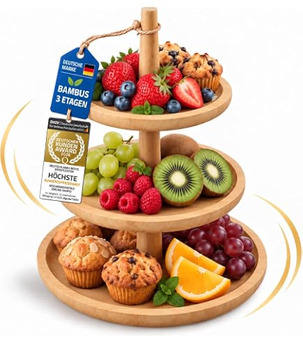 Ritzenhoff & Breker Tjäna Etagère 2-stufig mit Tellern, 28 cm, Servierturm inkl. 2 Dessertteller Sofia (20 cm), Spülmaschinenfest, Metall/Porzellan, Schwarz-Weiß Küche, Haushalt & Wohnen