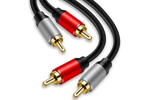 TanQY 2RCA to 2RCA Cable 1M, Gold-Plated 2 RCA Male to 2 RCA Male Stereo Audio Cable for Home Theater, HDTV, Gaming Consoles, Hi-Fi Systems (1M)