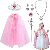 Aomig Prinzessin Set 11-tlg. - Mit Umhang, Krone & Zauberstab Für Mädchen 3-8 Jahre