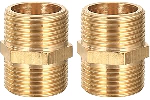 BIEMIAN 2 STk Doppelnippel 3/4 Zoll Messing Außengewinde, Doppelnippel G3/4" (Ø 25,7mm) AG/AG, Verbindungsstück Gewindefitting 3/4" Messing Fittings Sechskant für Heizung Trinkwasseranlage Geeignet