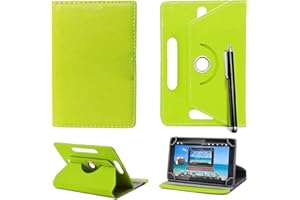 Mobile Stuff Universal 360° Rotational Colourful Various PU Leather Stand Case Cover Fits All 7" Inch Android Tablets tab devices + Free Stylus Pen (Universal 7'' green)