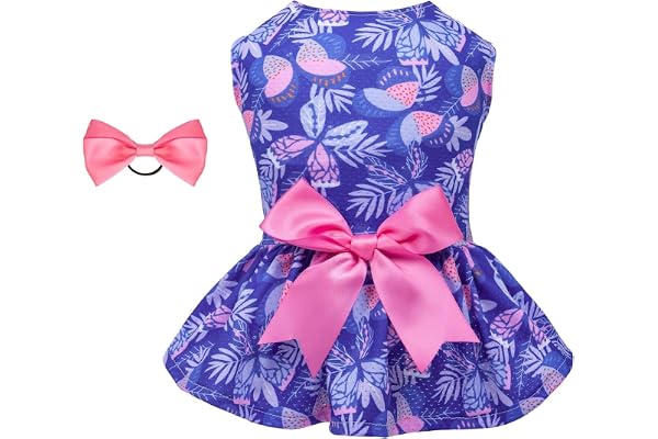 KUTKUT Small Dog Cat Girl Cute Dress, Butterfly Princess Breathable Frock for Small Dogs Cat Girl Puppy Kitten, Ribbon Bow Skirt Dress for ToyPom, Maltese, Yorkii, Papillon (Size: S, Chest: 35cm)