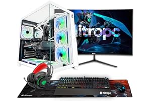 NitroPC - Pack Diamond | PC Gaming Completo (Intel Core i7 12700K 12/20 5.0GHz, RTX 5060 8GB, RAM 32GB, M.2 2TB, Windows 11 | WiFi, Monitor Curvo 27", Teclado, ratón, Cascos) PC sobremesa (Blanco)