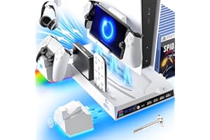 Fenolical Support Fin PS5/PS5 et Station de Refroidissement Compatibles avec Console PlayStation 5, Pièces de Rechange PS5 avec Contrôleur Amovible et Individuel et Refroidissement (Schwarz)