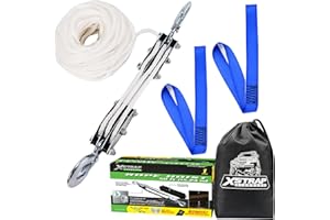 XSTRAP STANDARD Heavy-Duty 2,000 LB Breaking Strength 50 FT Rope Hoist, 1000 LB Work Load Block and Tackle Pulley System for Lifting Heavy Objects (White)