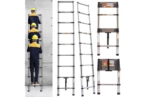 7SEVENJOKERS Scaletta telescopica da 2,6 m, scala telescopica multiuso, allungabile, allungabile, pieghevole, per esterni, interni, fai da te, camper, capacità 149,7 kg