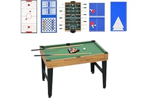 SPORTNOW Tavolo Multigioco 13 in 1, Tavolo da Gioco Multifunzione con Calcio Balilla, Biliardo, Ping Pong, Ice Hockey, Anelli, Scacchi, Backgammon, Dama, Bowling ecc. per Adulti e Bambini, Casa Scuola