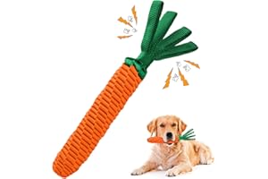 LIFLIX Hundeseilspielzeug Seil Karotte, Zerrspielzeug für Hunde, Hundespielzeug Geflochten mit Knitterpapier Anhängern, Möhre