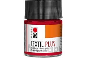 Marabu 17150005032 - Textil Plus karminrot 50 ml, volldeckende Stoffmalfarbe für dunkle Stoffe, geeignet für Stoffmalerei und Stoffdruck, nach Fixierung waschbeständig bis 40 °C