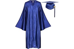 Newrara Adult Shiny Graduation Cap and Gown Tassel Set for High School & Bachelor