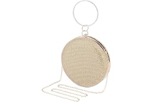 UBORSE Borsetta Tonda da Sera Donna Pochette Elegante Clutch Piccolo con Catena, Finitura Diamantata, Borsa a Tracolla per Cocktail Festa Ballo Cerimonia, Oro