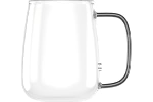 ‎AMAPODO amapodo Duży kubek do kawy 700 ml - szklany kubek do gorących napojów - prezent dla mężczyzn - filiżanka Jumbo - XXL Coffee Glass Cup - szkło do kawy z uchwytem czarny