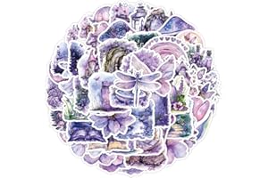 PRETTY SUNSHINE PRETTYSUNSHINE Aesthetic Sticker Set 50 Stück, Niedliches Lila Blumen und Schmetterlinge Aufkleber für Laptop Macbook Kindle Fahrrad Koffer Helm Skateboard Auto Motorrad Stickerbomb Wasserfest Deko