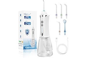 H2ofloss Water Flosser for Teeth Cordless, IPX7 Waterproof Oral Irrigator in 5 Modes, USB Recharged Water Dental Flosser with 30 Days Use, Gravity Ball for Upside Down Use, 300ml Water Tank (White)