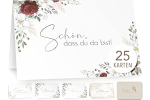‎LUFTUNDLIEBE 25 Tischkarten Hochzeit, Namensschilder Hochzeit, Platzkarten Hochzeit, Tischkarten Geburtstag, Namenskarten Hochzeit – Burgundy Roses Rot