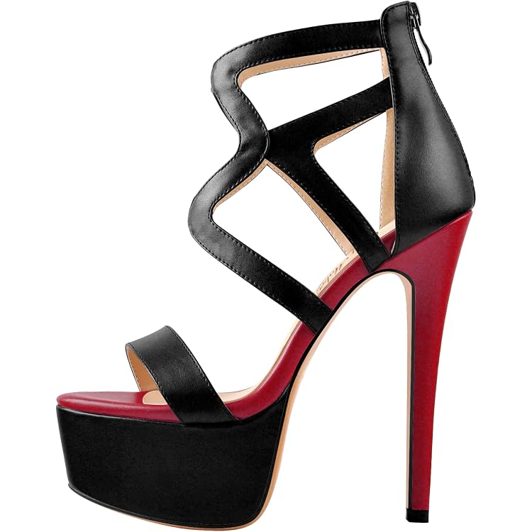 MissHeel Sandales à Plateforme Pour Femme - Talons Lanières T Avec Boucle Et Fermeture Éclair Gothique