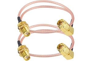 Boobrie 2*Cavo SMA RG316 SMA Maschio a SMA Femmina Cavo coassiale ad angolo retto Cavo antenna WiFi Cavo SMA 90 gradi Connettore a paratia SMA 30cm per antenne mobili Antenna WiFi