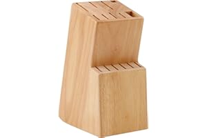 CASSARY Porte-couteaux de cuisine 15 pièces. Support de couteaux de cuisine fabriqué en bois massif. Tacoma sans couteaux robuste et élégant. Cheville couteaux de cuisine avec support pour ciseaux (Chêne)