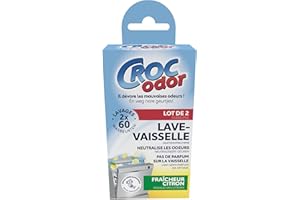 CROC ODOR CROC'ODOR - Absorbeur d’odeurs lave-vaisselle citron – Neutralise les mauvaises odeurs - Jusqu’à 60 lavages - Parfum frais naturel - Sans risque pour la vaisselle - Formule d’origine naturelle