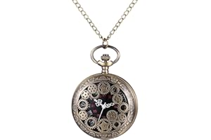 OIDEA Relojes Bolsillo Analógico Unisex: Reloj Bolsillo de Cuarzo para Hombre y Mujer Decoración de Engranajes Escala de Número Arábigo Cadena de Cintura - para Uso Diario Colecciones Regalo