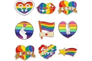 Bymivofun Lot de 9 Badges de Fierté, Broches Arc-En-Ciel LGBT Pride, Épinglettes en Métal, pour Pulls, Écharpes, Foulards, Sacs