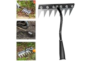 GIENSLRU 5/6/7/8 Dents Rateau De Désherbage Berthaus, Outil De Râteau De Désherbage avec Manche, Râteau De Jardin en Métal Très Résistant, Rateau Bertaus pour Désherber/Ameublir/Semence (7 Dents)