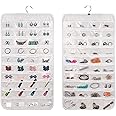 Linkstyle Hanging Jewelry Organizer, Double-Sided Travel Jewelry Storage Roll, 80 Pocket Jewelry Holder Bag with Hook, 1PCS
