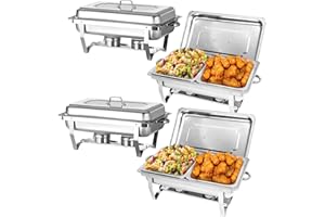 EVGTTI Chafing Dish Profi Set, Servers Catering Wärmebehälter Set mit halbgroßen Lebensmittelbehältern, Speisenwärmer Set für Catering, Buffet, und Hochzeitsfeste (4PCS, 8 x GN 1/2)