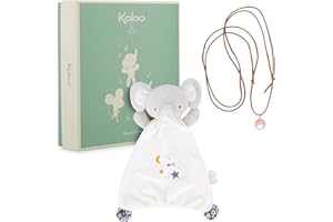 Kaloo - Coffret Doudou Eléphant + Collier Bola - Idéal Cadeau naissance - Cadeau grossesse - Douceur et harmonie dès la Grossesse - Matières recyclées et design raffiné - Boîte Cadeau - K210013