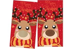 Outus 50 Pezzi Carte di Gioco da Grattare Adesivi da Grattare per Festa di Natale Premi Cartoline Buoni Biglietti della Lotteria Gratta e Vinci Natalizi per Bambini Adulti Famiglie (Alce)