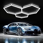 TODEHI Hexagonal LED Garage Ceiling Light 3 Hex 128W Tube Lights | 6500K Connectable LED Ceiling Lights for Workshop, Garage,