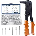 BESTYCHAO Rivet Gun Kit, Hand Riveter with 160pcs Pop Rivets 2.4mm 3.2mm 4mm 4.8mm, Riveting Tool for Automotive and Medical