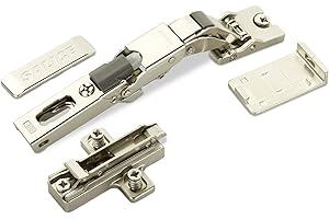 2 x Salice Universalscharnier mit Dämpfer für Glastür oder Spiegeltür 110° mit Kreuz-Montageplatte Höhe 6 mm mit Euroschrauben, Exzenterverstellung, Schrankscharniere mit Abdeckkappen