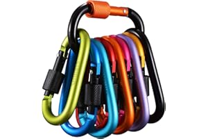 Gimars Juego de 10 Mosquetones D Aluminio con Tuerca 8x7.8x4 cm, Cierre de Mosquetón con Resorte para Camping, Senderismo, Gimnasio, Pesca y Mochilero Herramienta Resistente y Ligera al Aire Libre