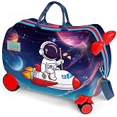 Coral High Kids Kırmızı Lacivert Astronot Desenli Otur-&Ccedil;ek &Ccedil;ocuk Valizi 16364