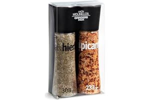 CARMENCITA - Pack 2 Molinillos Gigantes | Sal Marina Mediterránea con Hierbas | Sal Picante | Especias para cocinar | Sazonador de comidas | Perfecto Pastas, Pescado, Marisco | 628 g | SIN GLUTEN