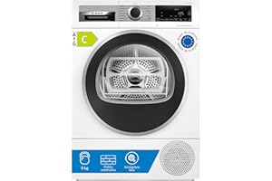 Bosch WQG245D0IT Serie 6 Asciugatrice smart a pompa di calore, 9 kg, Classe energetica C, Condensatore autopulente, Cestello per capi in lana, Sensori di asciugatura intelligenti, Bianco, 60 Cm