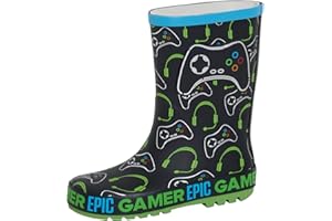 ULTIMATE KIDS Boys Epic Gamer Wellington Boots Kids Gaming Rubber Wellies Snow Rain Wellingtons Girls Welly Shoes