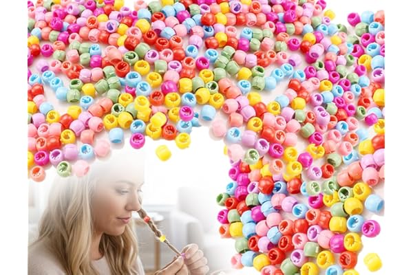 KAPSING 100 Perles Colorées pour Cheveux, Perles en Plastique pour Pinces à Cheveux, Idéales pour les Anniversaires, les Fêtes, les Festivals de Musique, les Rassemblements et la Vie Quotidienne