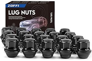 ZOFFI Dadi per ruota M12 x 1,5 nero, per la maggior parte delle ruote Ford Fiesta Focus Fusion, 20 pezzi, nero, estremità chiusa, M12 x 1,5 Lug Nuts