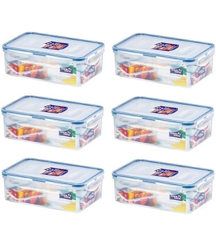 Lock & Lock HPL805-6 contenitori per alimenti rettangolari, con blocco, capacità 180 ml