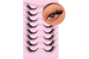 Fox Eye Lashes Wispy Eyelashes Natural Look Clear Band Lashes Fluffy Faux Mink Lashes Natural False Lashes Pack by GVEFETIEE 8 Pairs