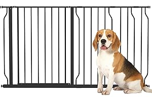 PawHut Barrière de sécurité Chien barrière Extensible 75-145 x 76 cm barrière escaliers couloirs Portes sans perçage en Acier et ABS Noir