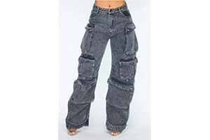 CHOUBAGUAI Persönlichkeitsdesign, einfarbig, Y2K-Baggy-Jeans, Damen, High Street, Hip-Hop, weites Bein, lässig, gerade, hoch taillierte Jeans-1_a-XL