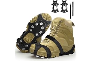 XUEFENFEI 11 Dents Crampons, Crampons pour Chaussures Antidérapant, Universelles Crampons Pointes Antidérapent, pour Hiver Randonnée Pêche Marche, Alpinisme en Hiver
