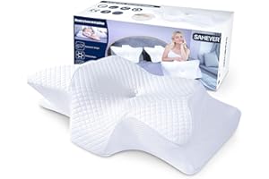 ‎SAHEYER SAHEYER Ergonomisches Nackenkissen, Memory Foam Nackenkissen Seitenschläfer Kissen Ergonomisches Orthopädisches Nackenstützkissen Komfort Schlaf Bett Kissen für Rücken Seite Magen Schläfer (Weiß)