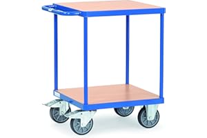Fetra Transportgeräte mtpic2496 F 500 Regal Wagen mit Tablett, 2 quadratische, 228 mm, 860 mm, 600 mm x 600 mm Plattform, 160 mm Rollen Durchmesser